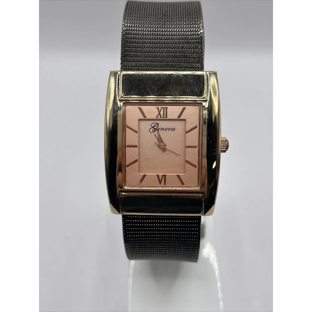 Geneva Women's Quartz Watch Bangle Cuff Band Square Dial‎ 1437- New Battery
